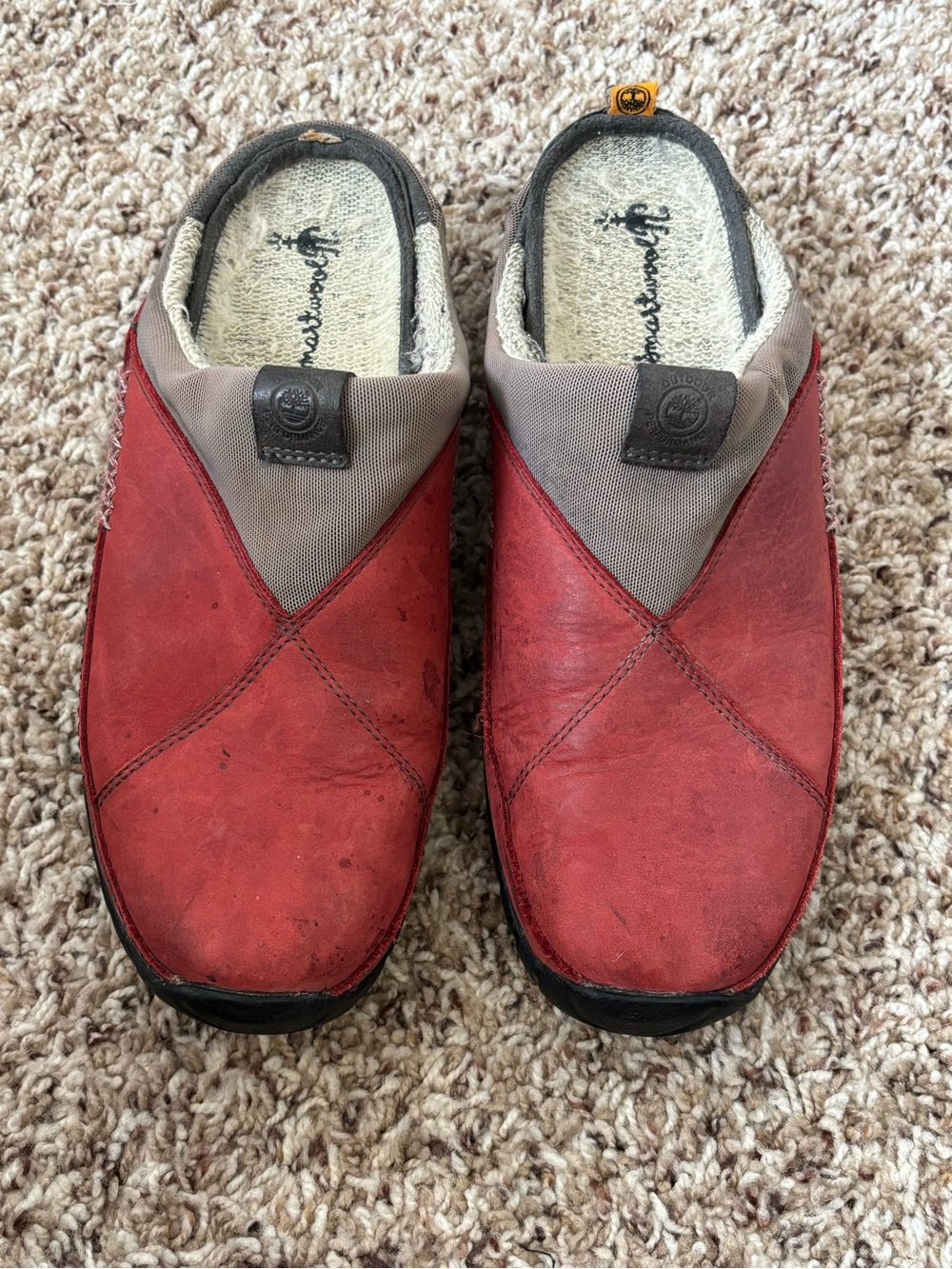 Timberland x Smartwool Power Lounger Leather Mules Red/Grey size 8.5